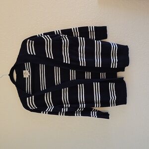 St. John's bay womens Cardigan, navy and white striped